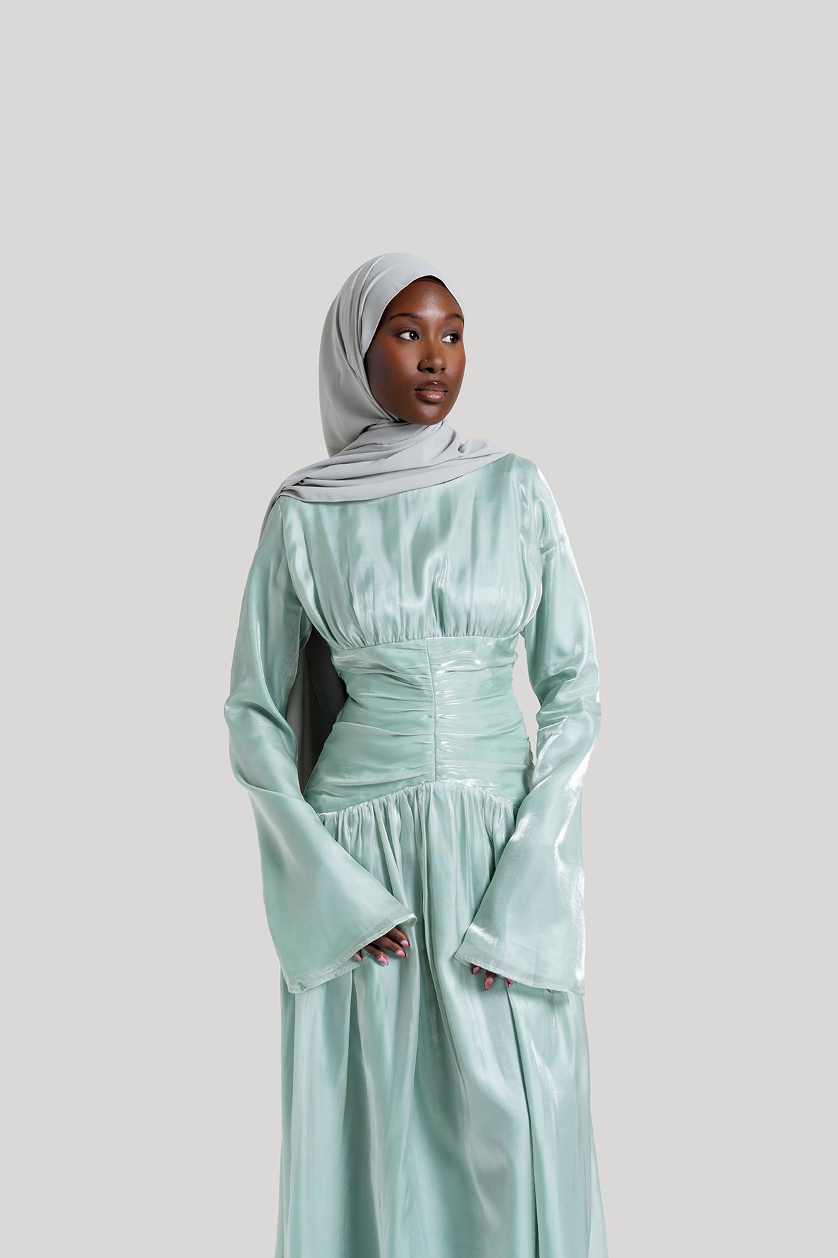 Aqua Corset Evening Gown