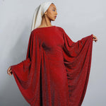 Load image into Gallery viewer, Wine Shimmer Batwing Dress
