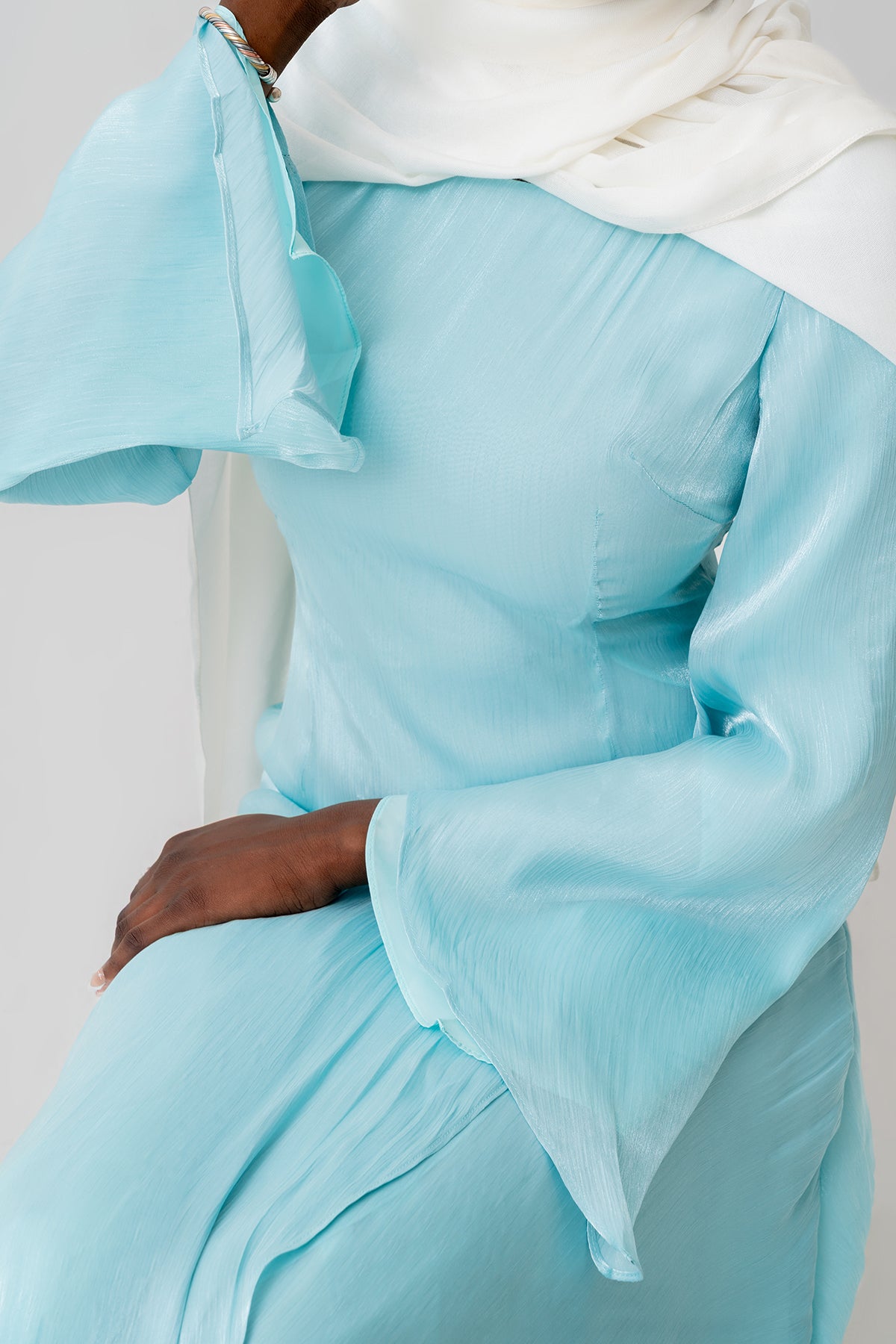 Sky Blue Satin Tulip Dress