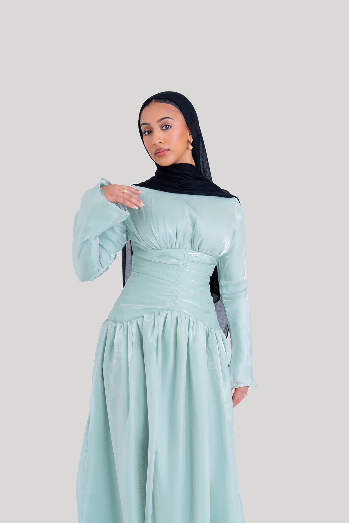 Aqua Corset Evening Gown