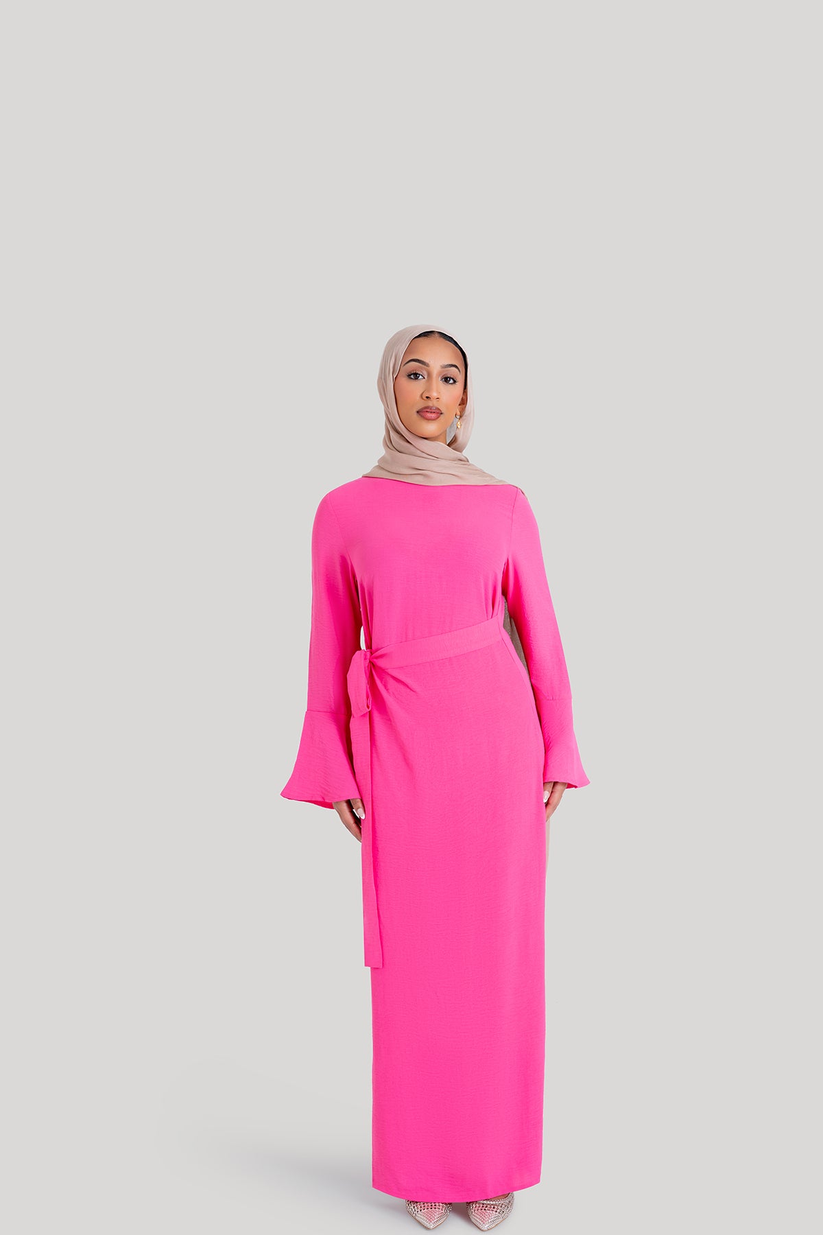 Magenta Wrap Waist Dress