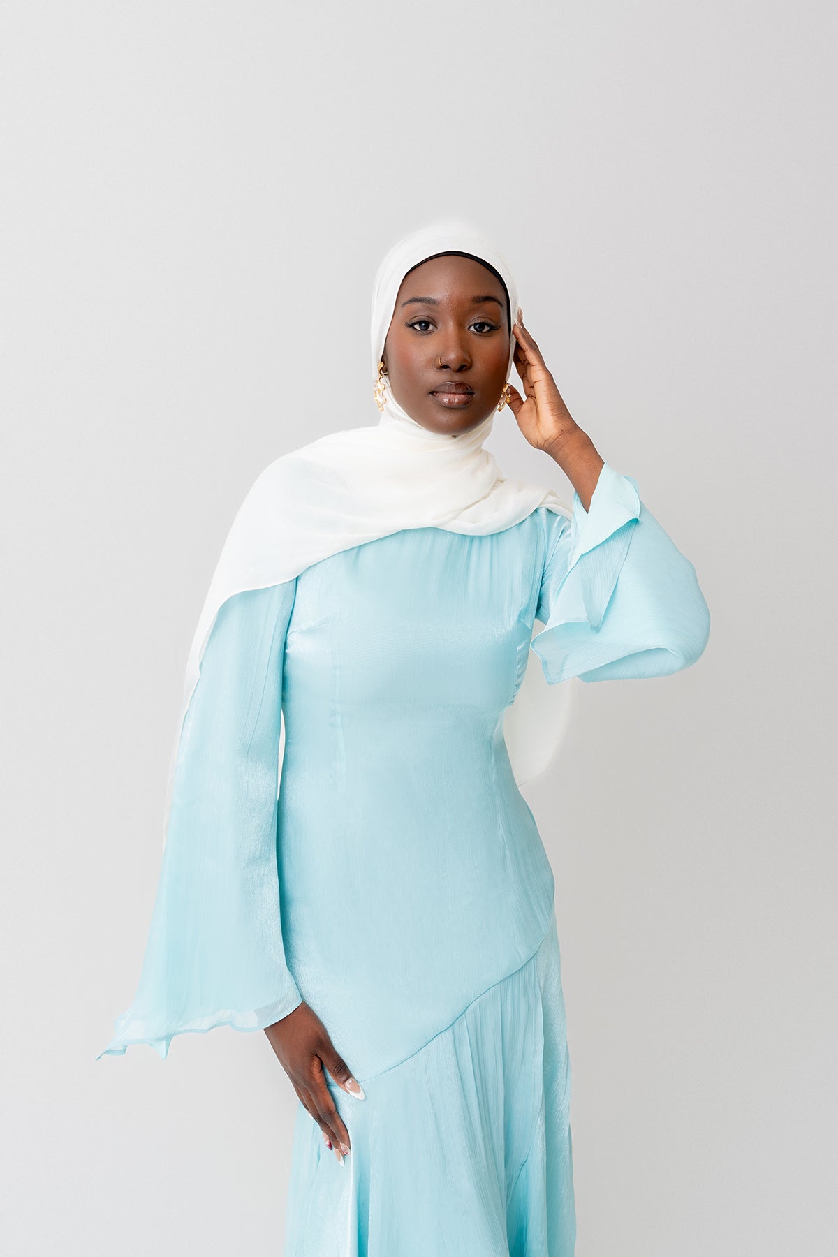Sky Blue Satin Tulip Dress