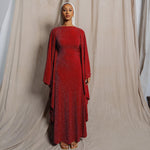 Load image into Gallery viewer, Wine Shimmer Batwing Dress
