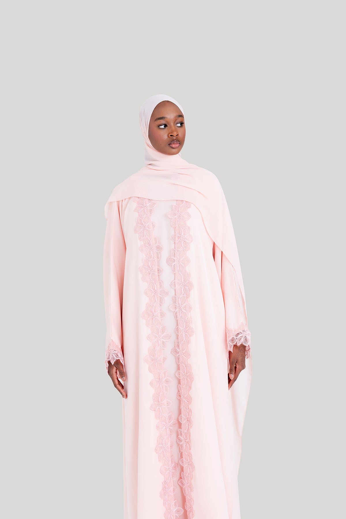 Lace Flower Abaya Set