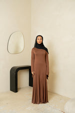 Load image into Gallery viewer, Brown Asymmetrical Pleated Dress (PRE-ORDER)
