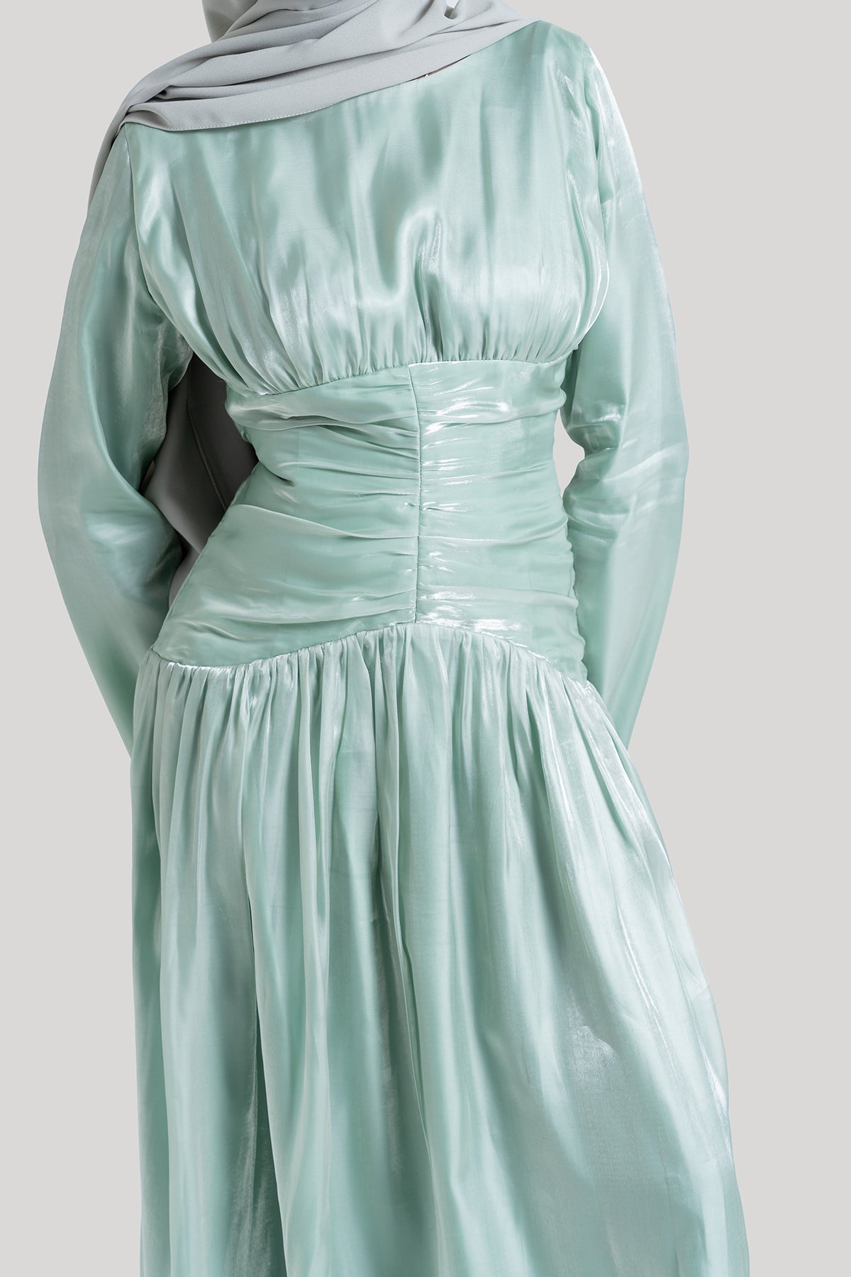 Aqua Corset Evening Gown