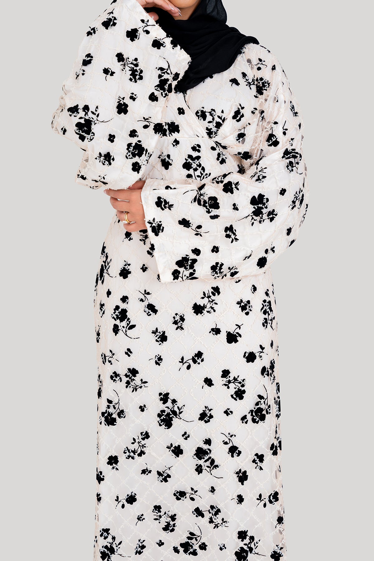 Black & Cream Embroidered Dress ( Pre- Order)