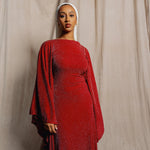 Load image into Gallery viewer, Wine Shimmer Batwing Dress
