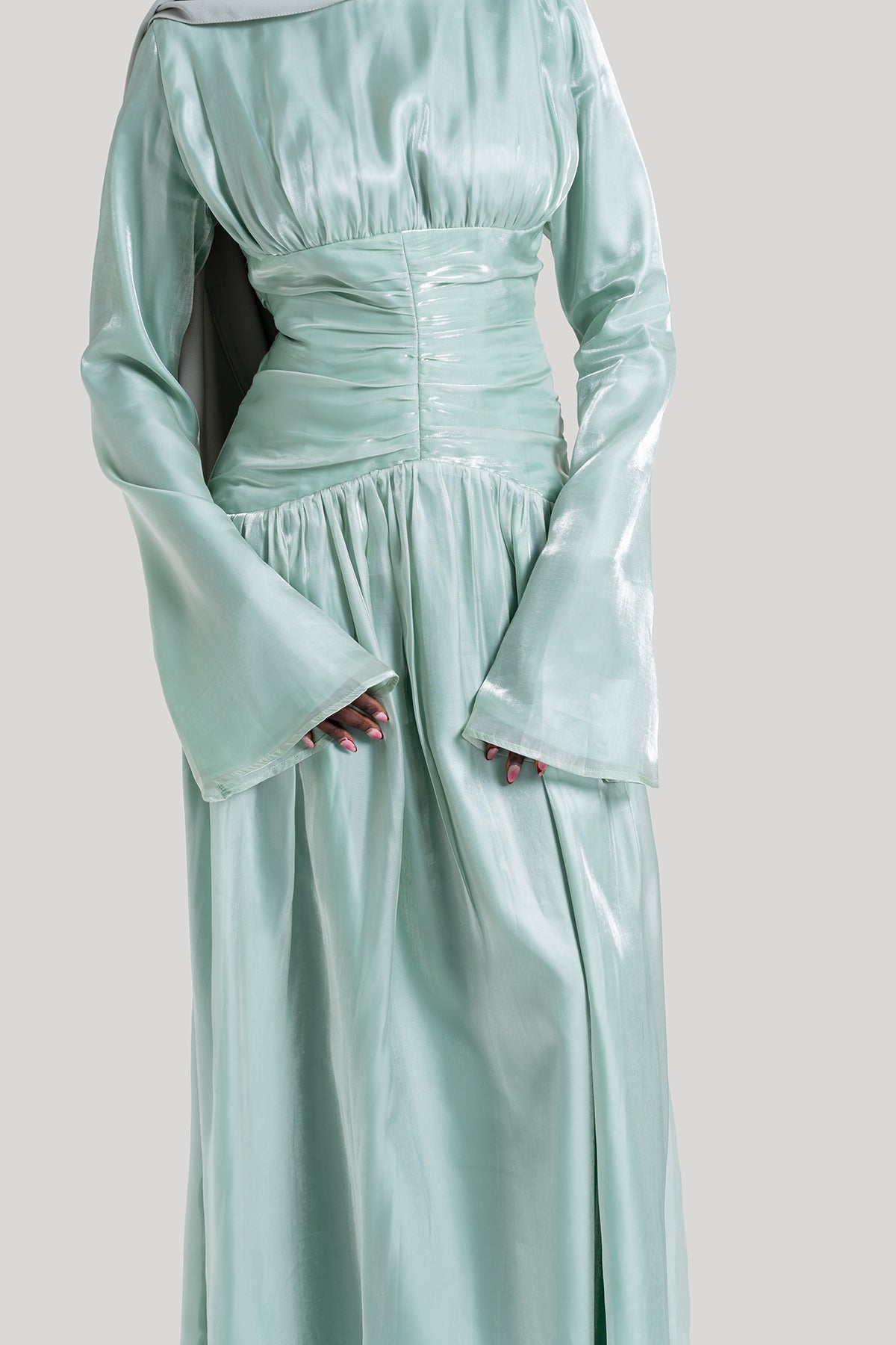 Aqua Corset Evening Gown