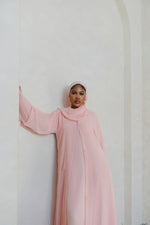 Load image into Gallery viewer, Pink Crystal Chiffon Abaya Set
