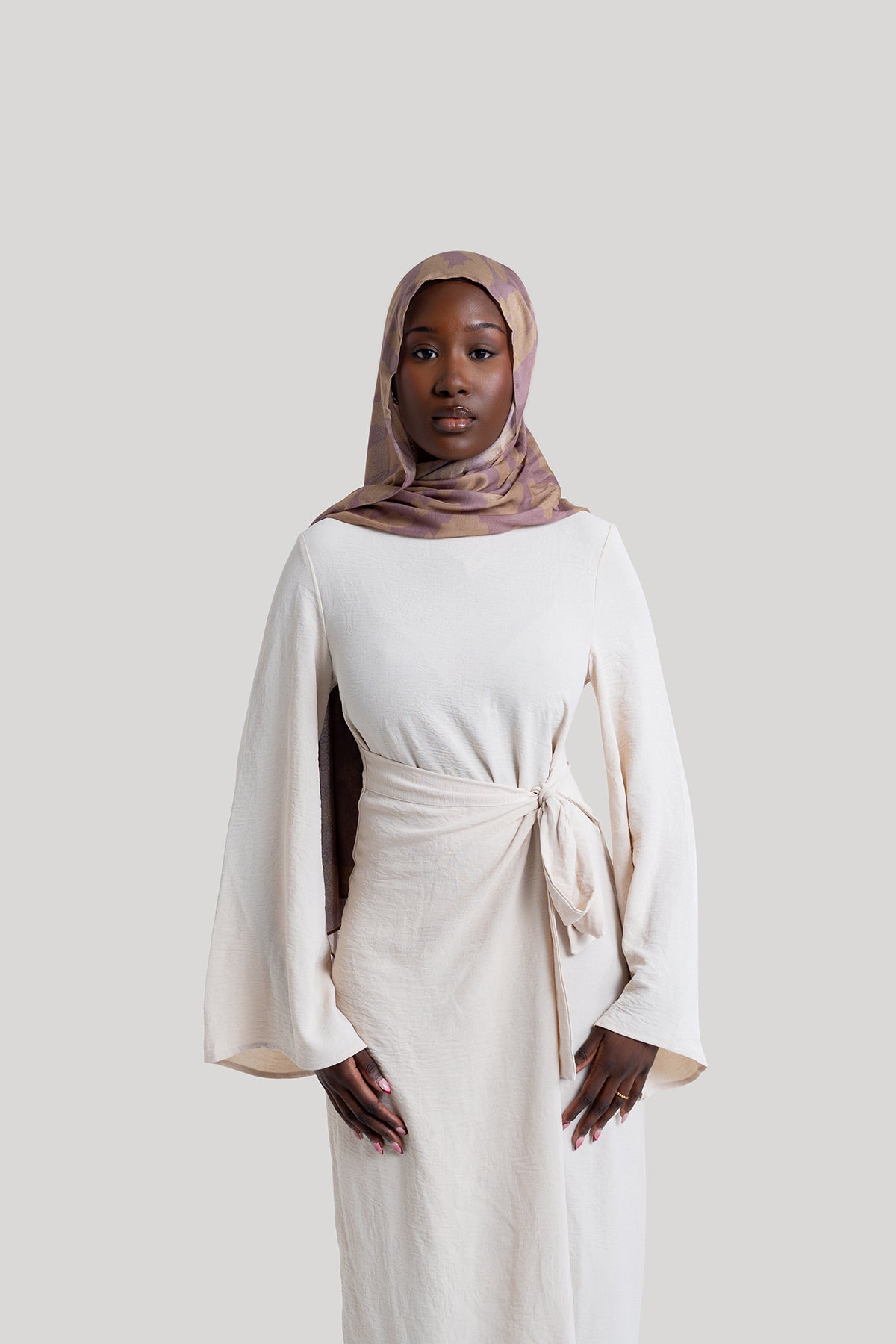 Cream Wrap Waist  Dress