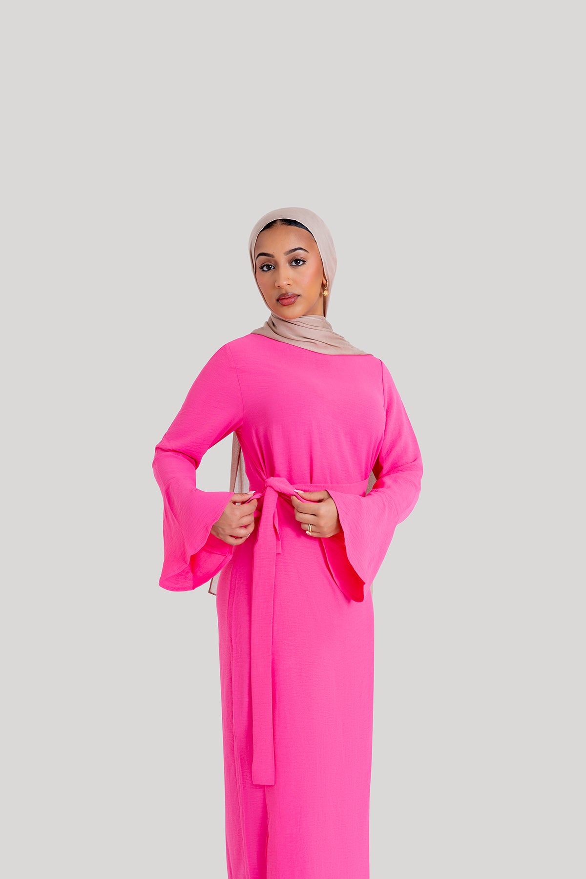 Magenta Wrap Waist Dress