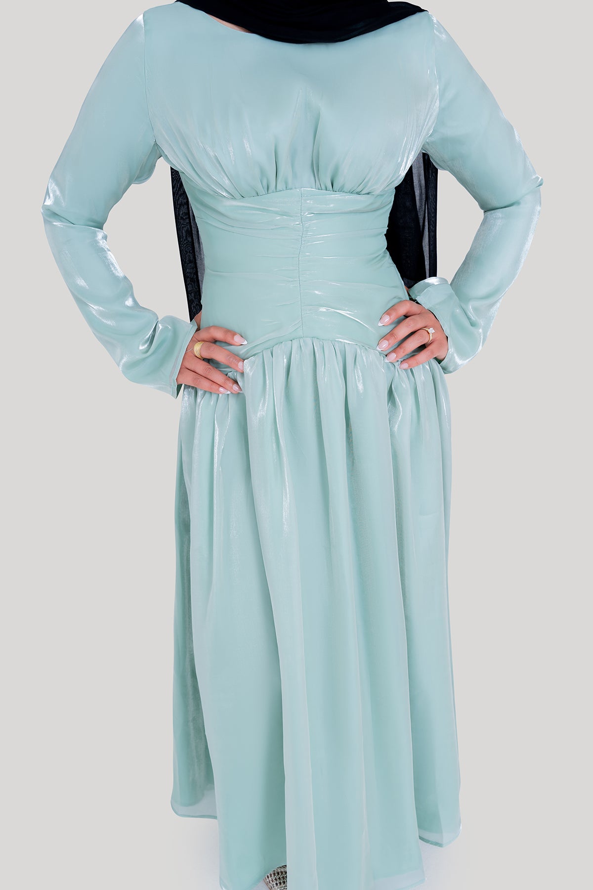 Aqua Corset Evening Gown