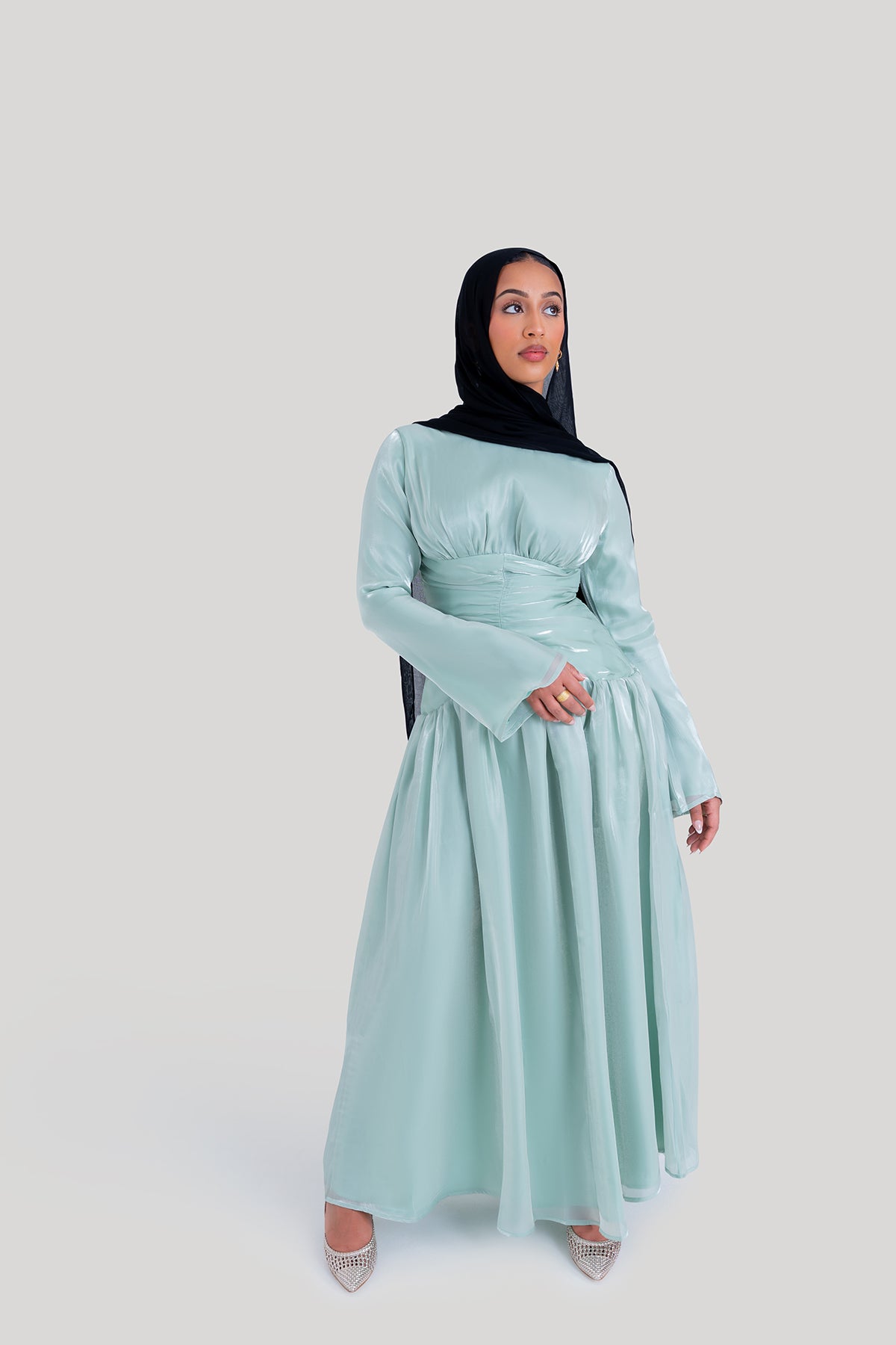 Aqua Corset Evening Gown