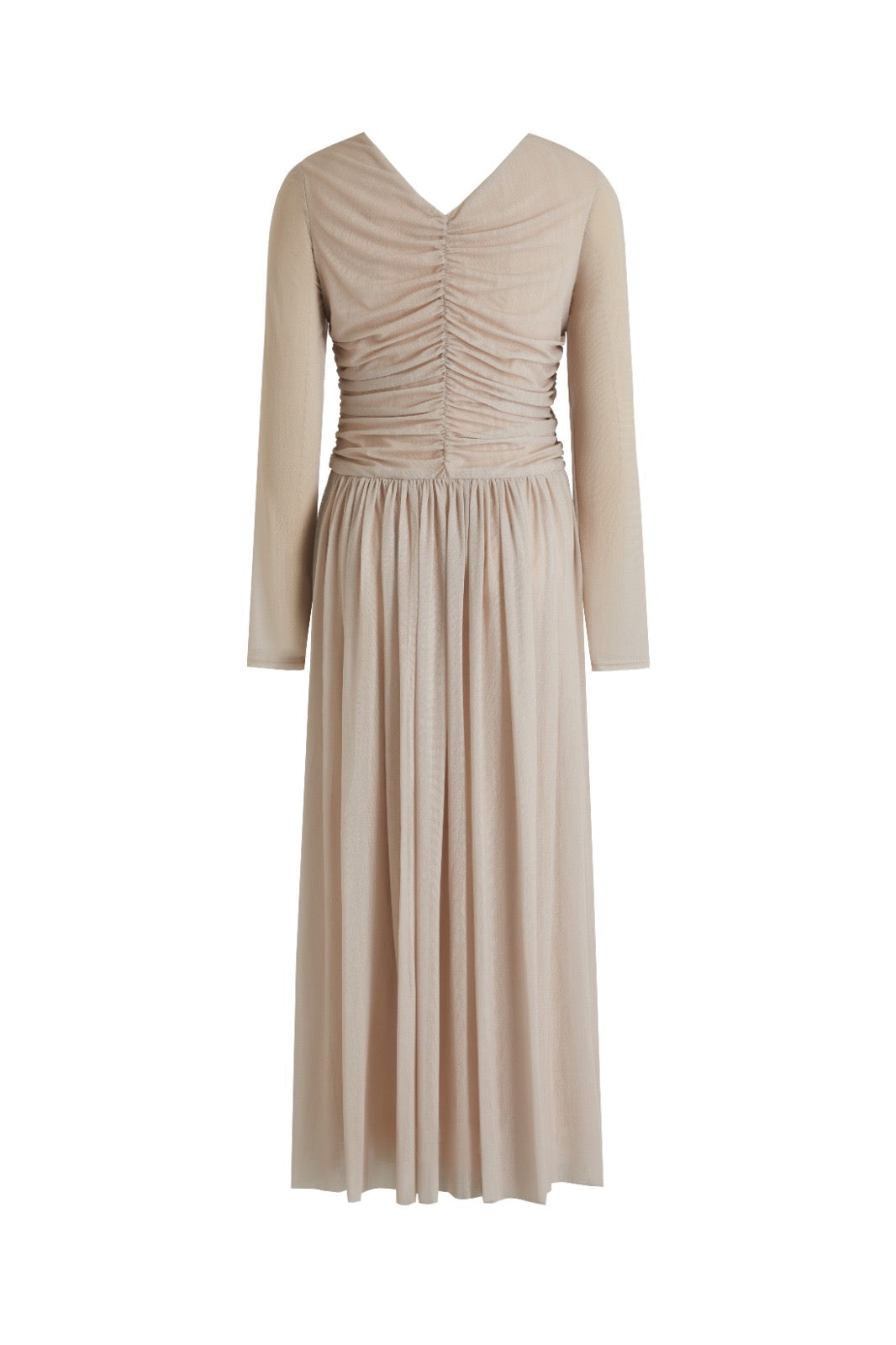 Beige Chiffon Ruched Dress