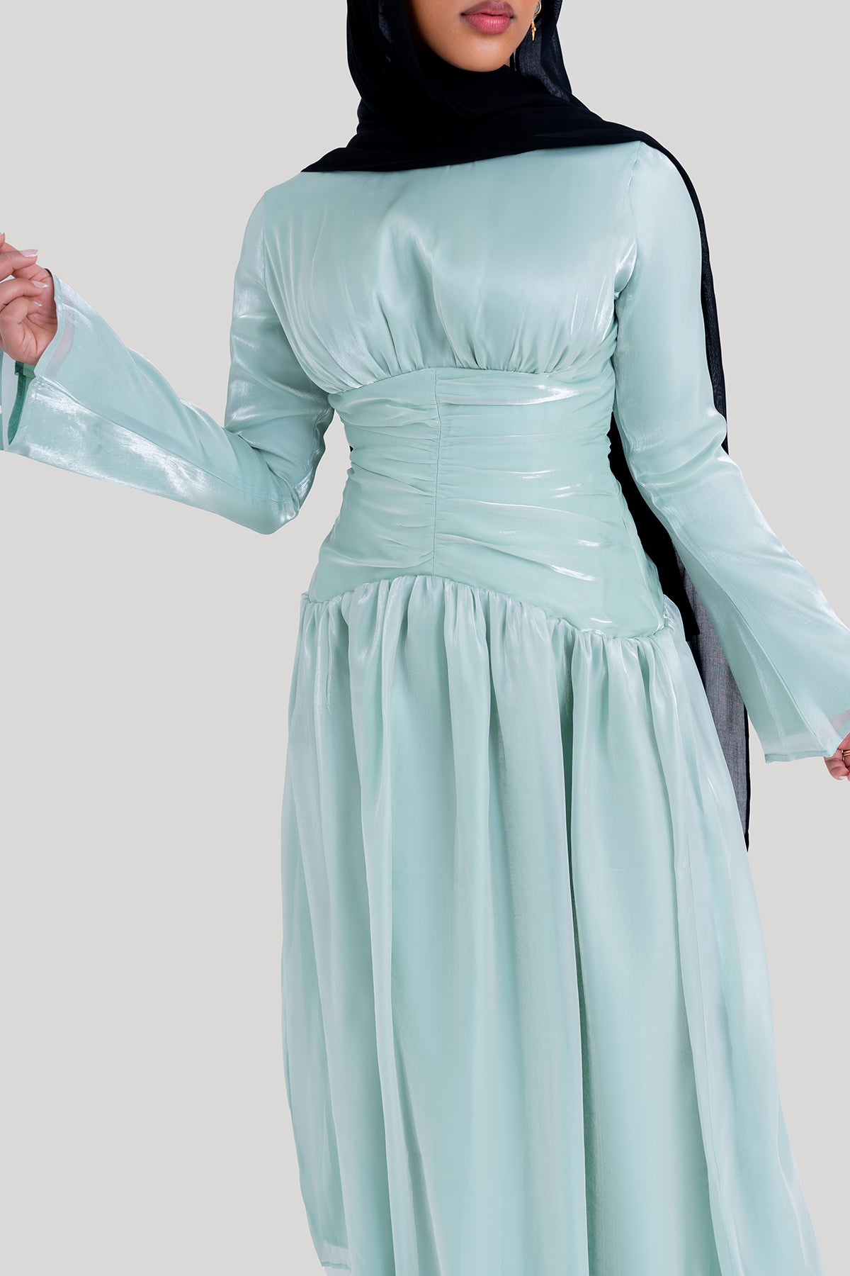 Aqua Corset Evening Gown