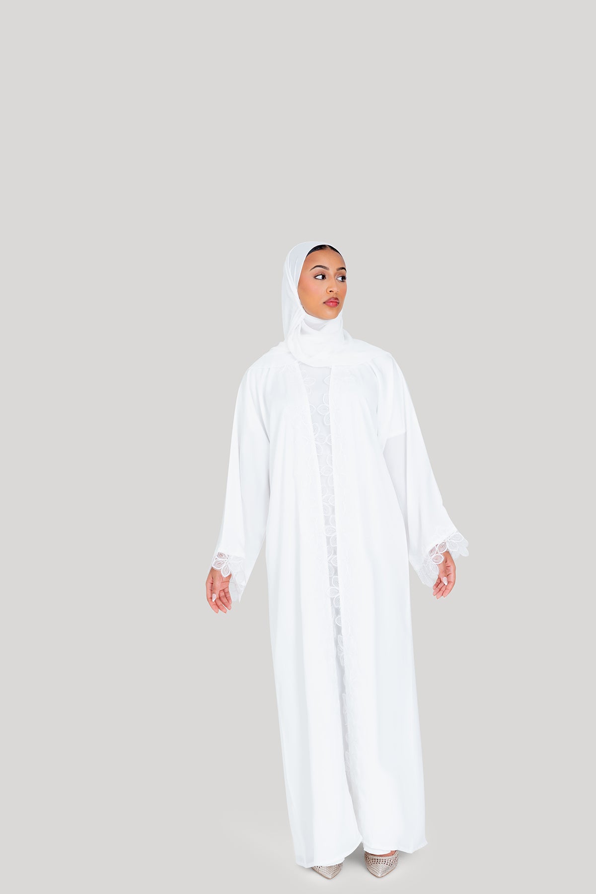 Lace Flower Abaya Set
