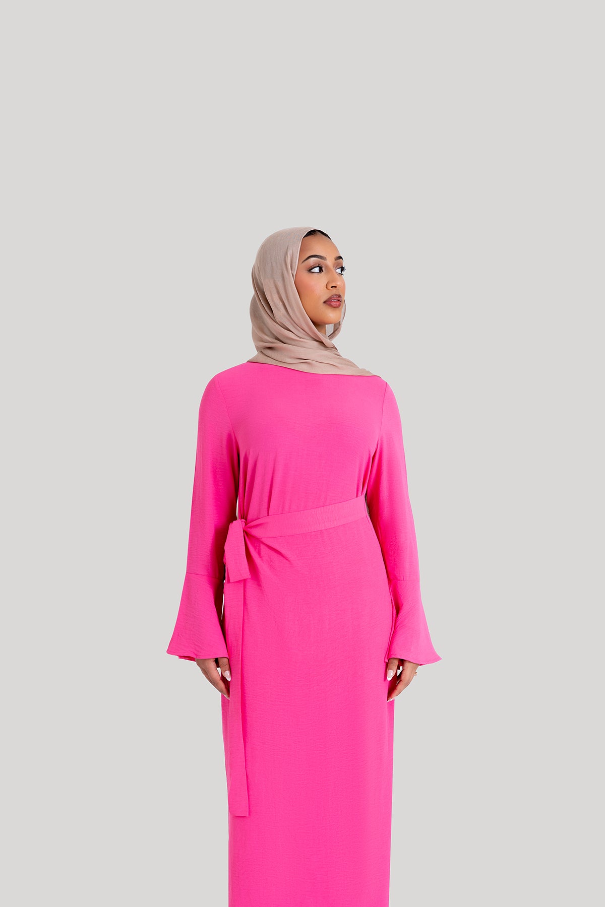 Magenta Wrap Waist Dress