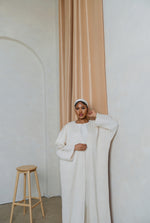 Load image into Gallery viewer, Shimmer Crinkle Open Abaya Set- Cream
