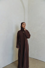 Load image into Gallery viewer, Brown Crystal Chiffon Abaya Set (pre-order)
