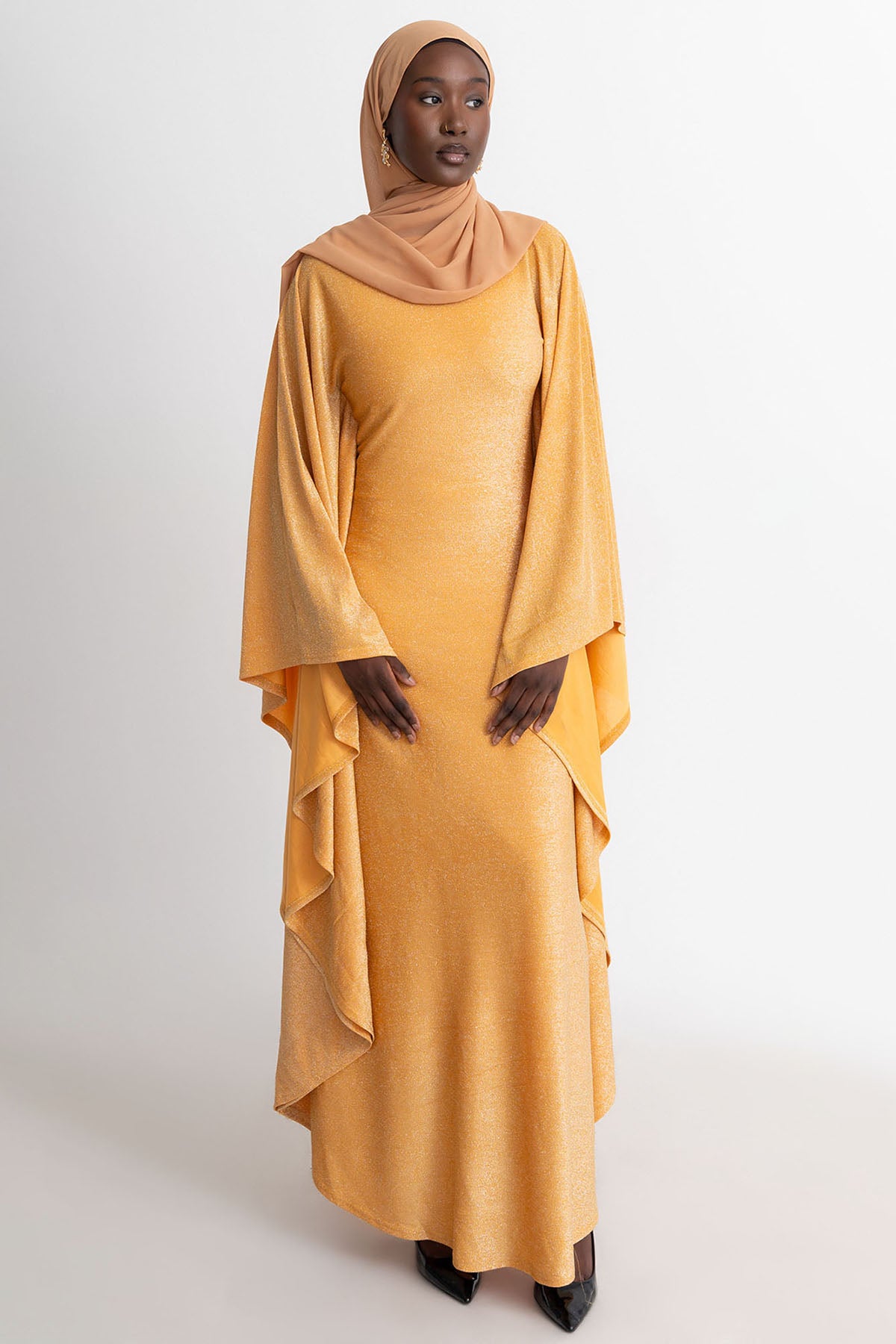 Gold Shimmer Batwing Dress