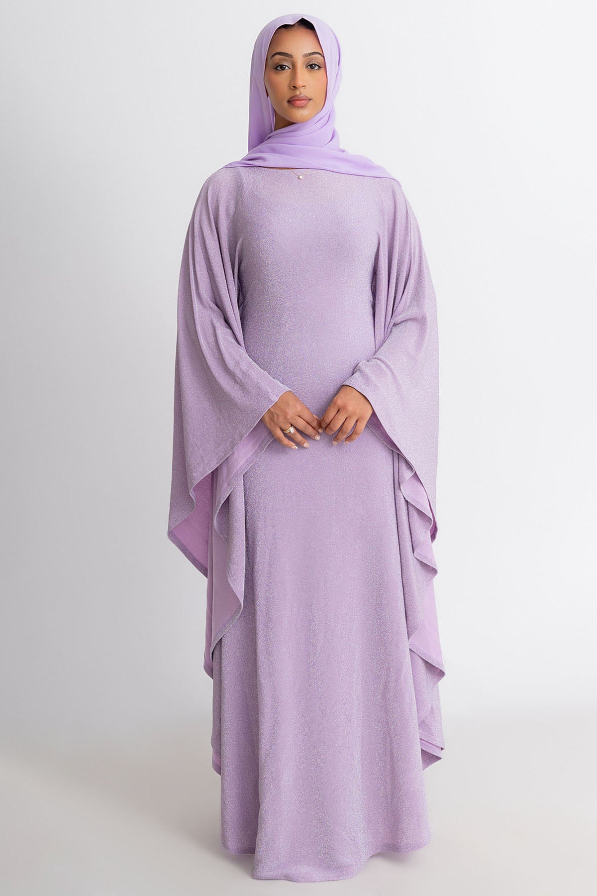 Lilac Shimmer Batwing Dress
