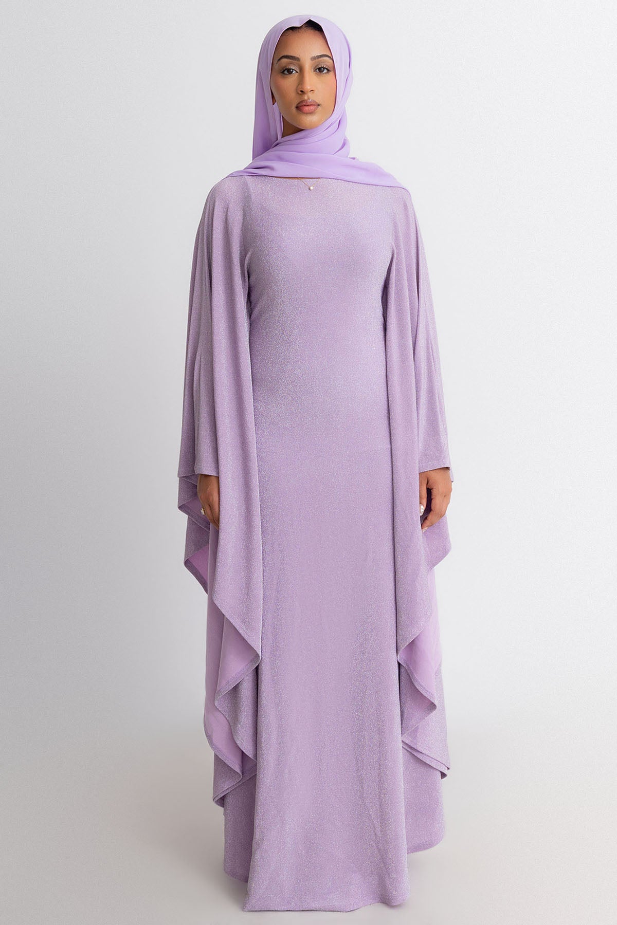 Lilac Shimmer Batwing Dress
