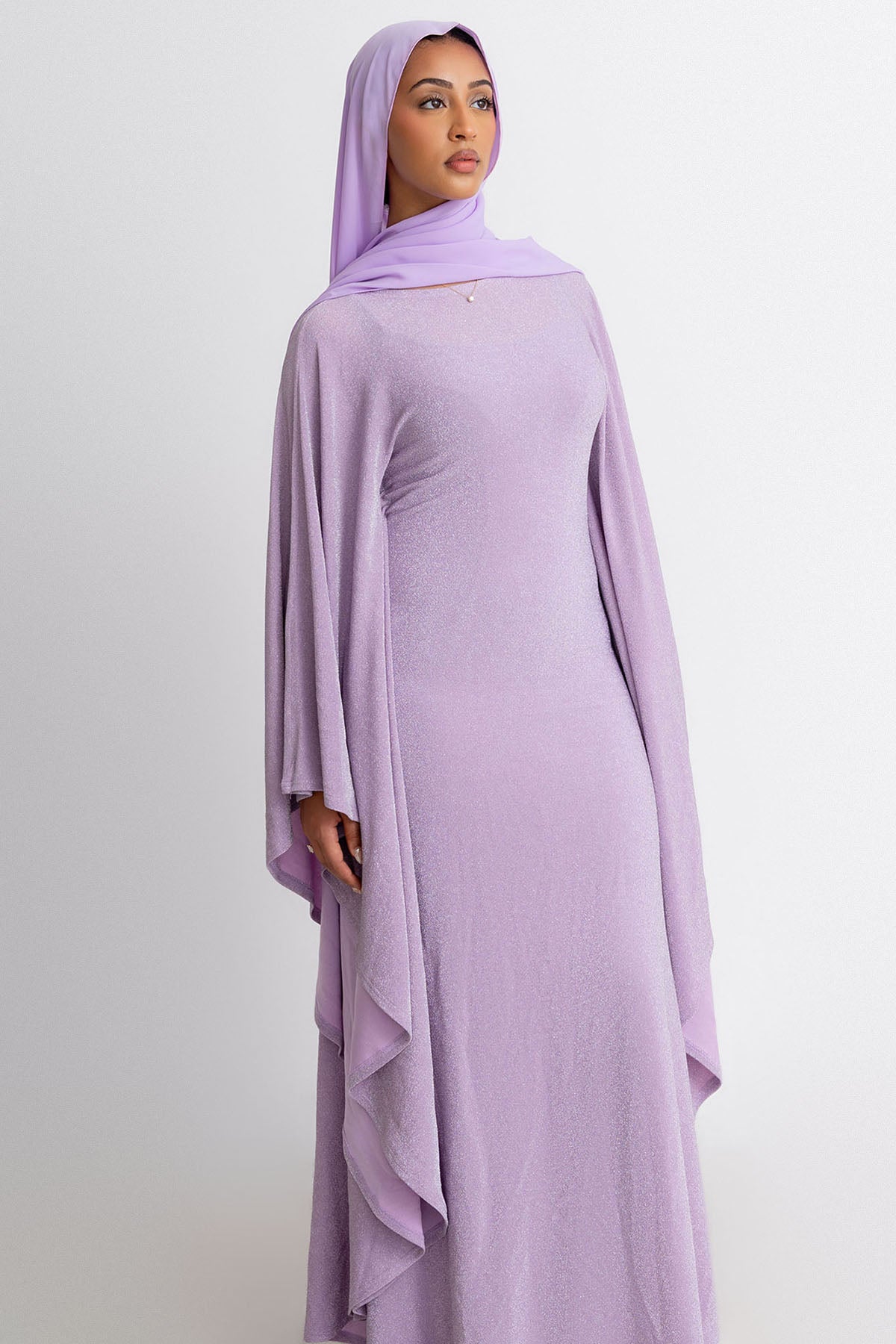 Lilac Shimmer Batwing Dress