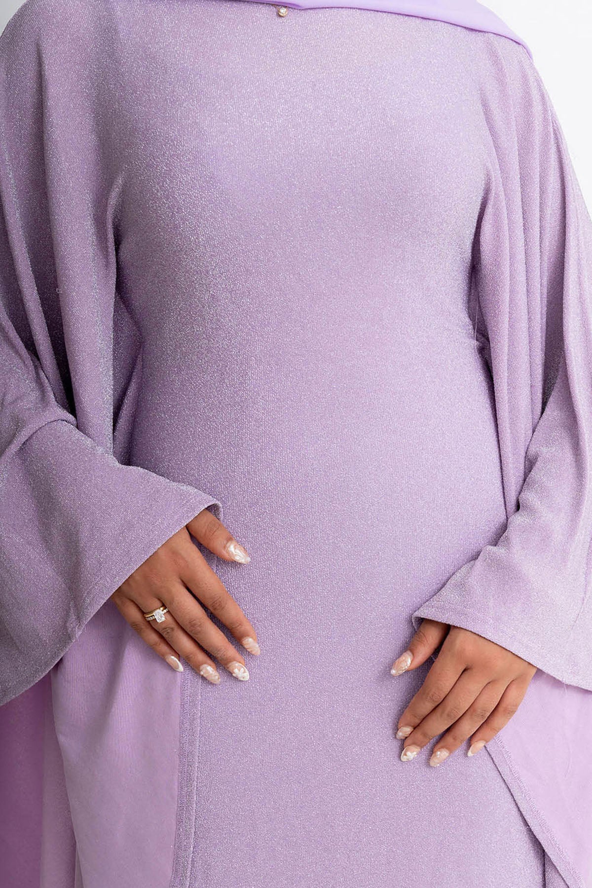 Lilac Shimmer Batwing Dress