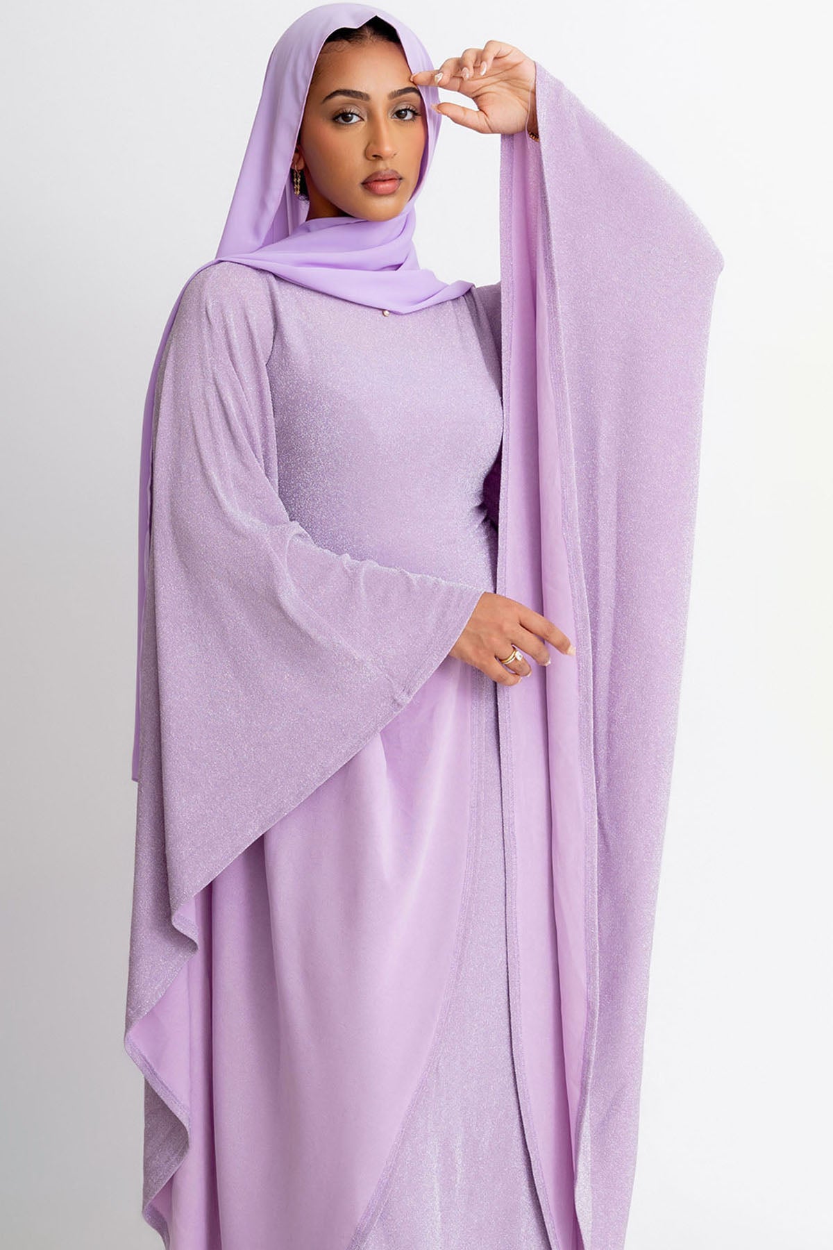 Lilac Shimmer Batwing Dress