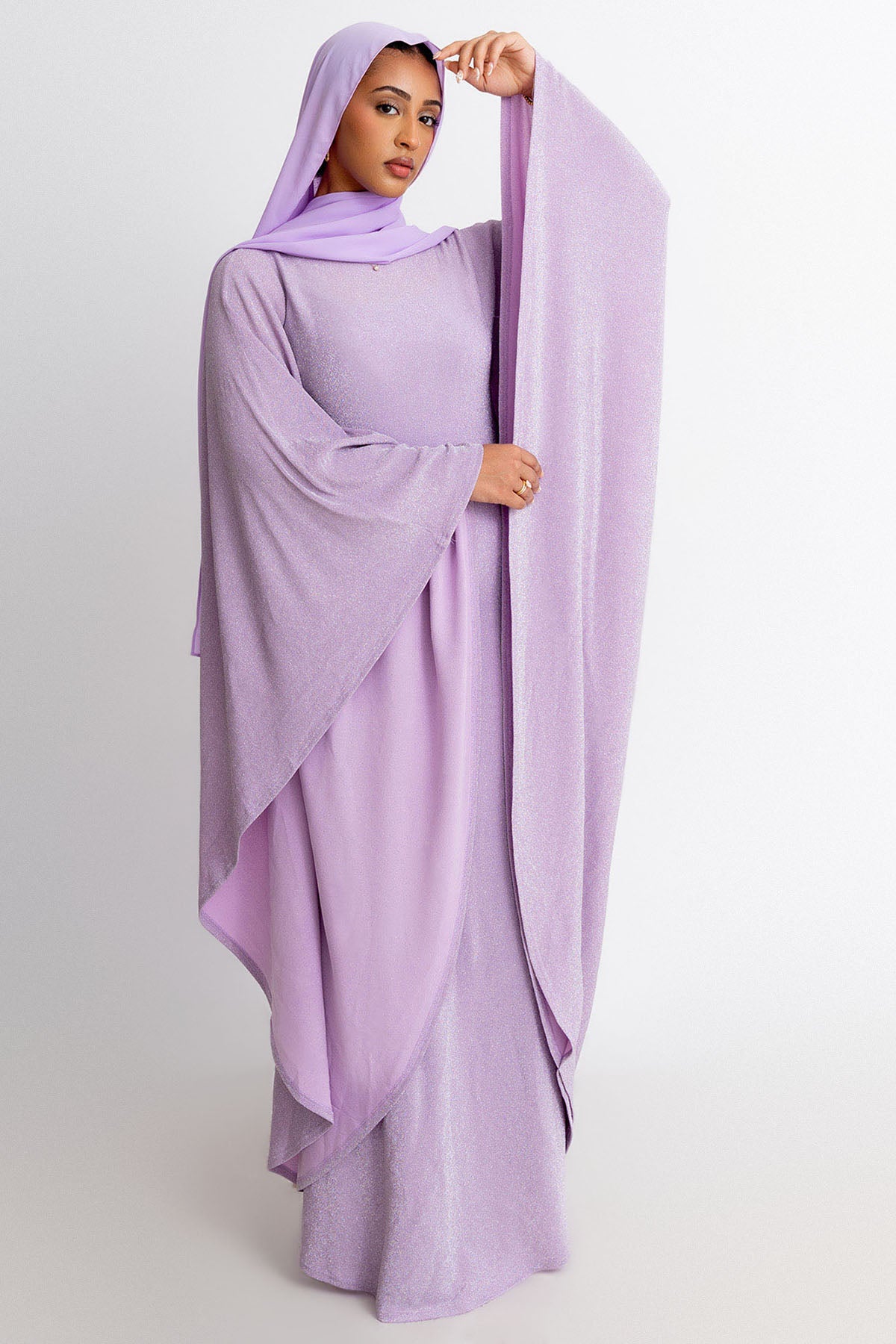 Lilac Shimmer Batwing Dress