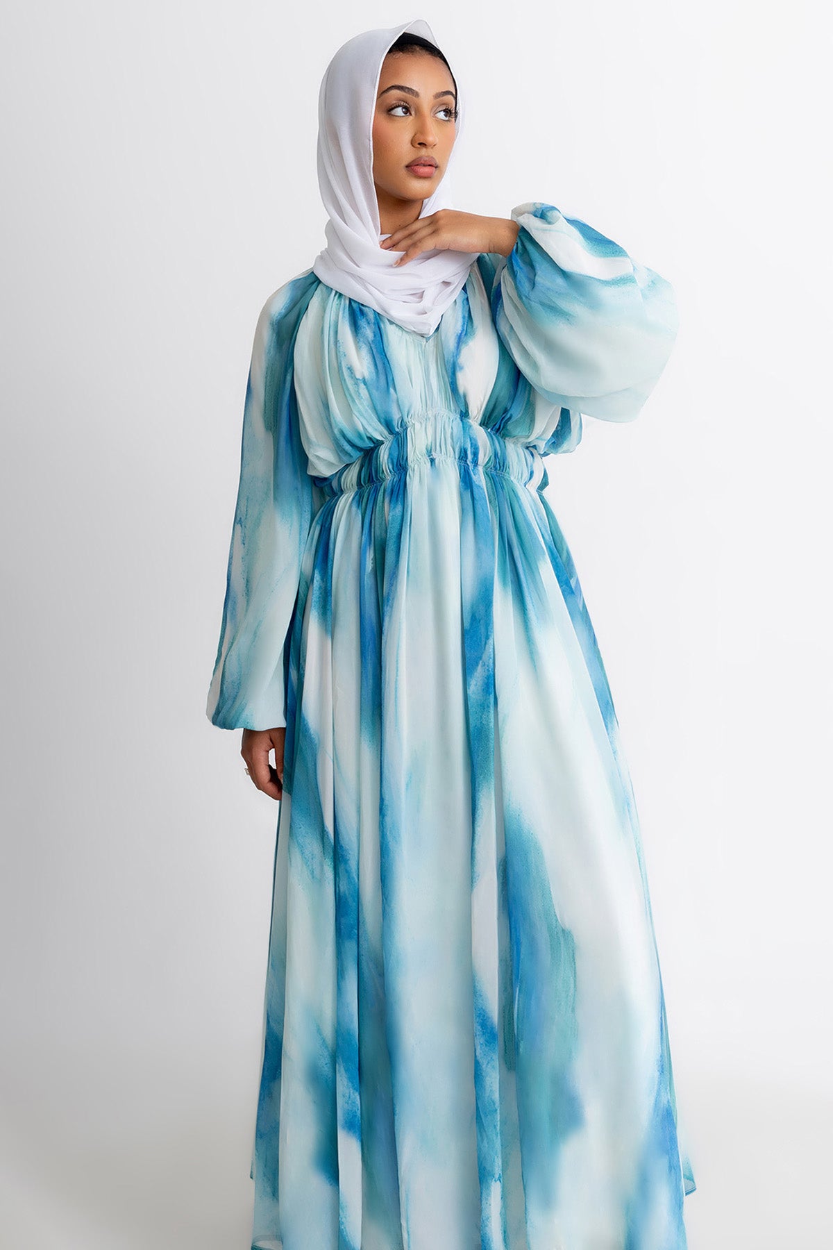 Aqua Printed Maxi Dress