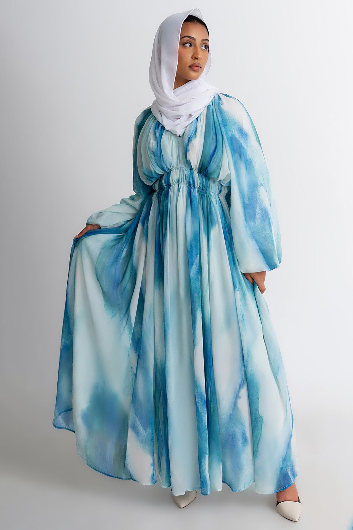 Aqua Printed Maxi Dress