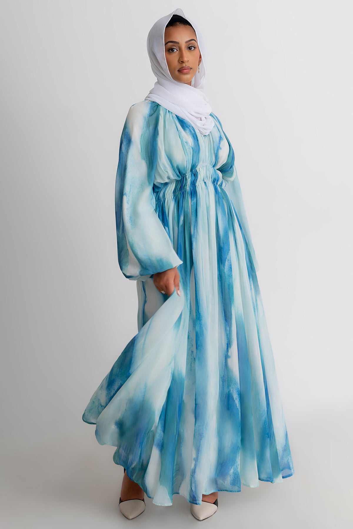 Aqua Printed Maxi Dress