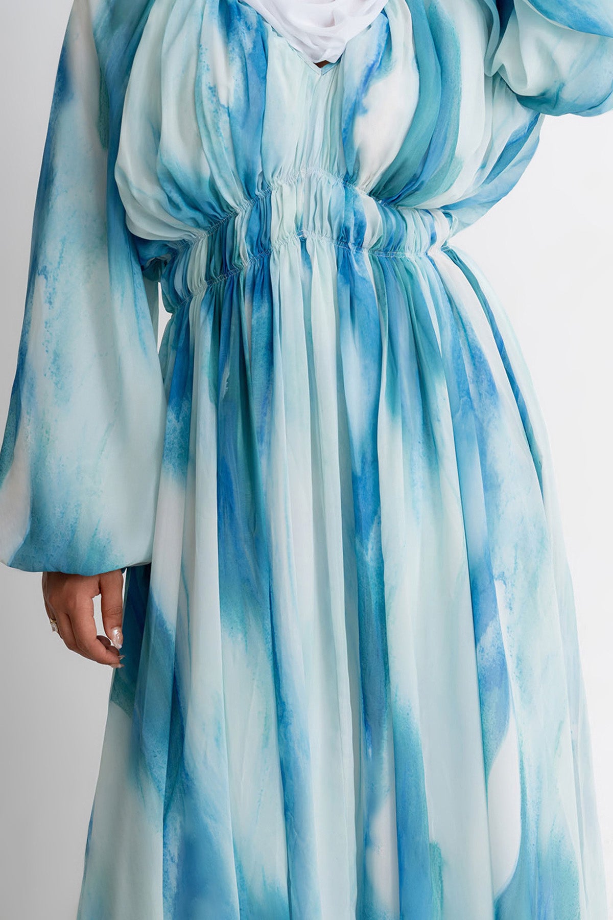 Aqua Printed Maxi Dress