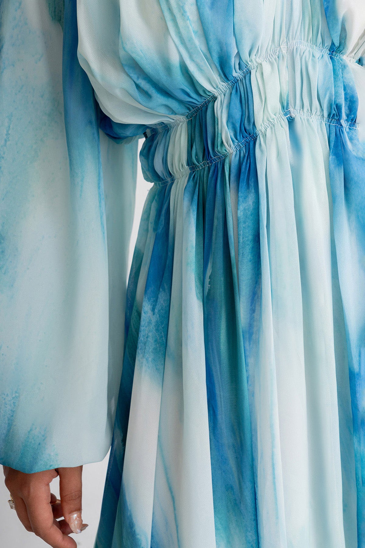 Aqua Printed Maxi Dress