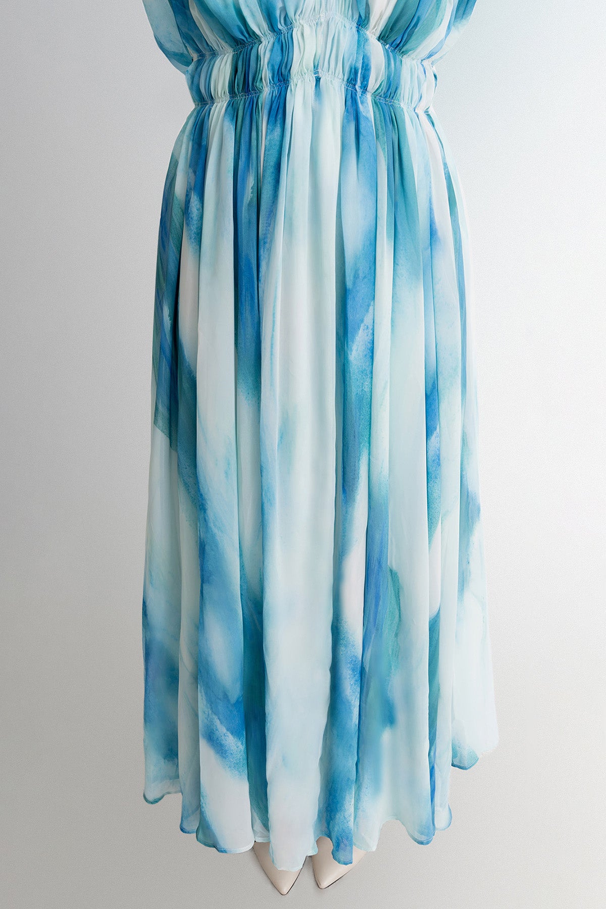 Aqua Printed Maxi Dress
