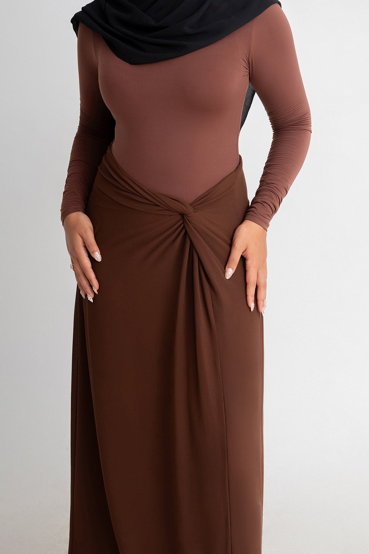 Brown Chiffon Knot Skirt