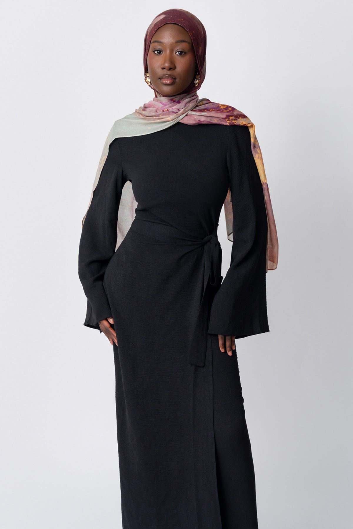 Black Wrap Waist Dress