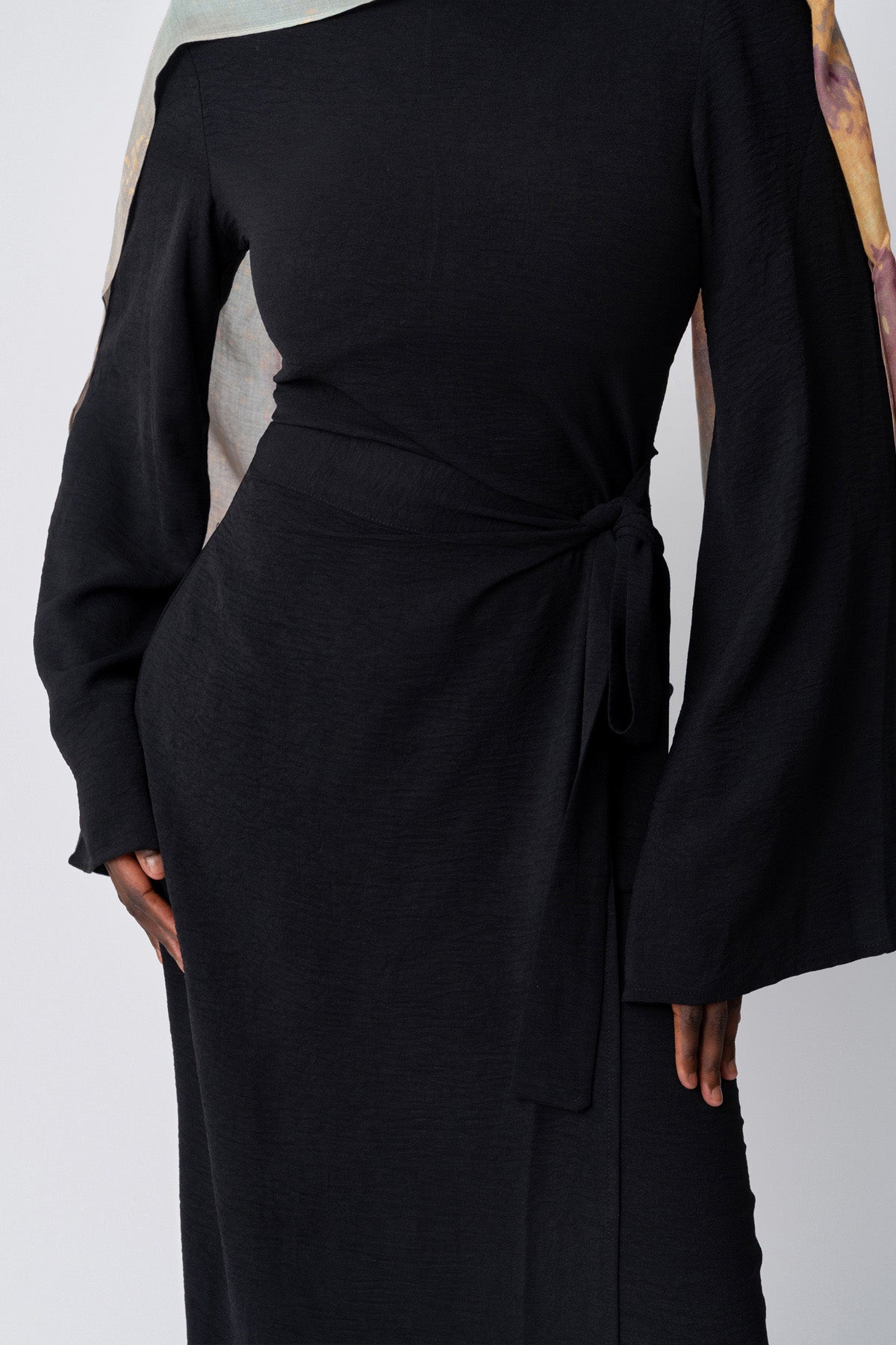 Black Wrap Waist Dress