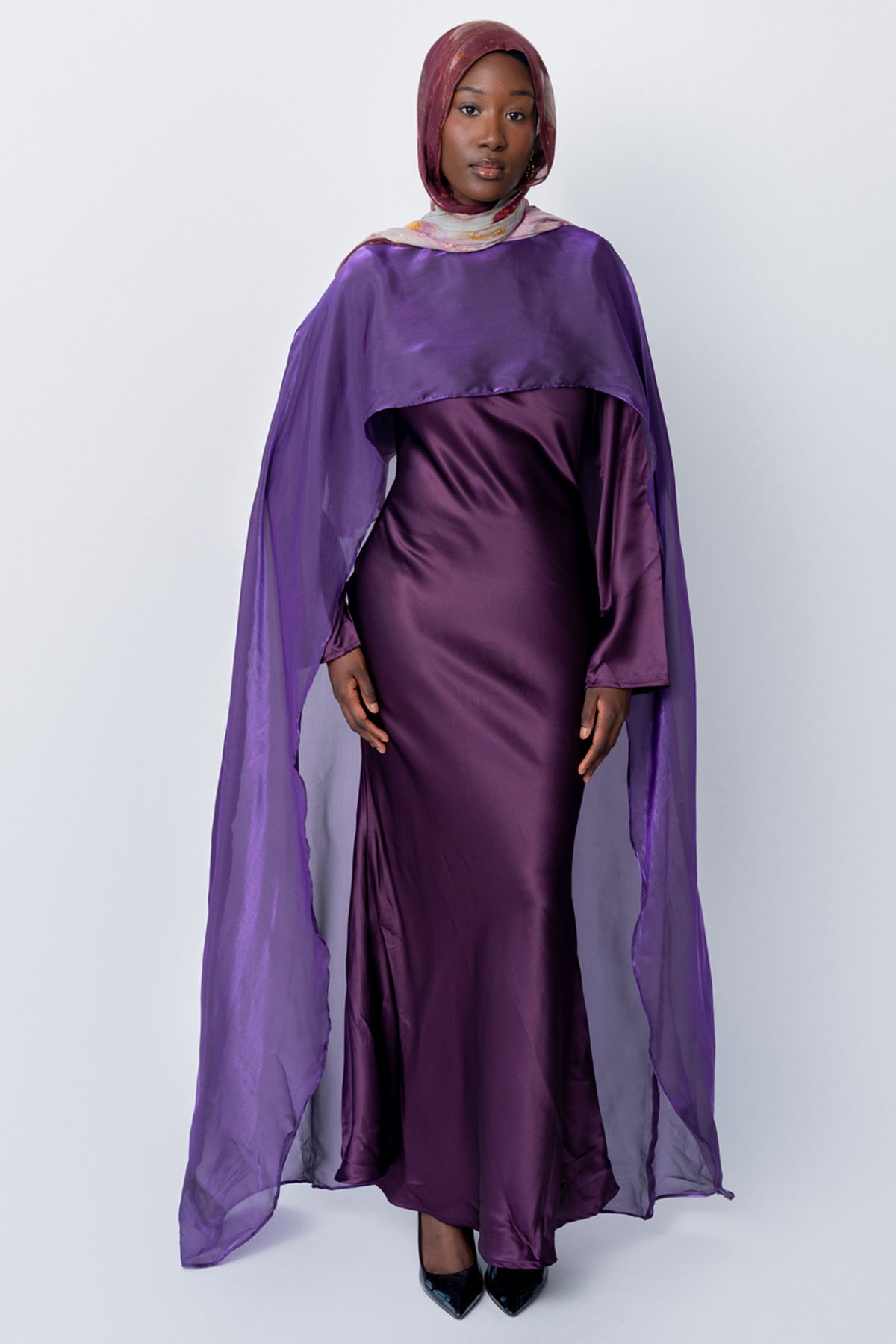 Purple Cape Dress Set