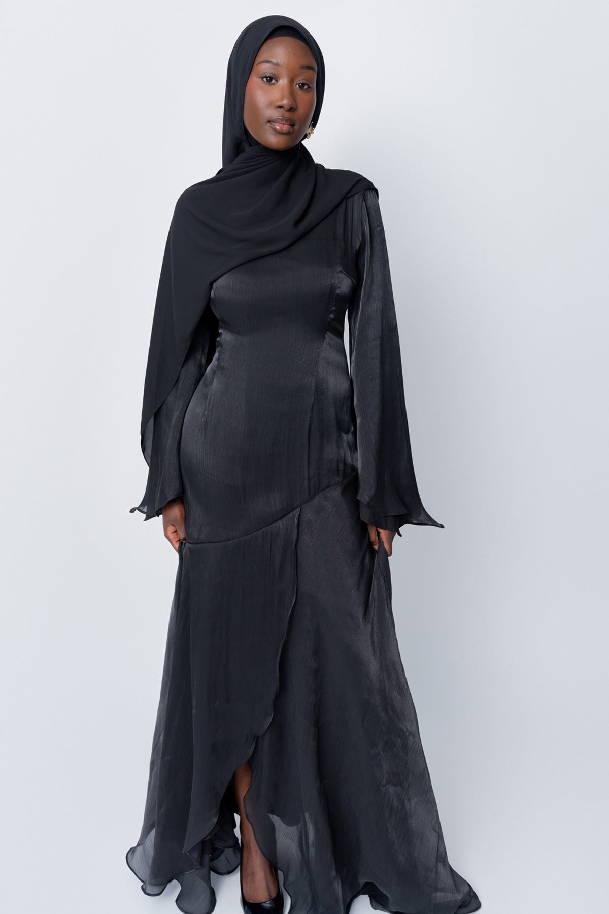 Black Satin Tulip Dress ( Pre-Order)