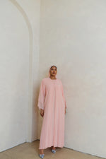Load image into Gallery viewer, Pink Crystal Chiffon Abaya Set (pre-order)
