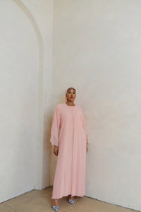 Pink Crystal Chiffon Abaya Set