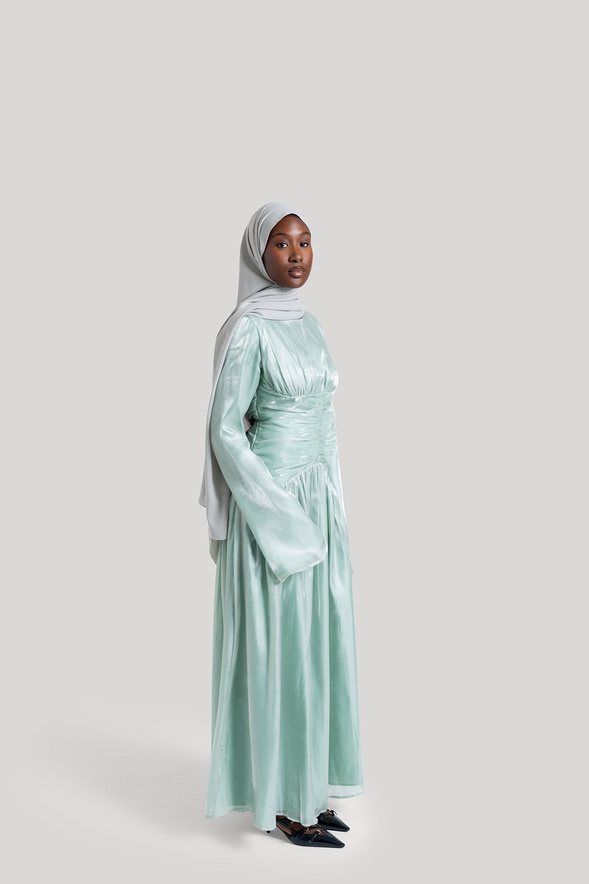 Aqua Corset Evening Gown