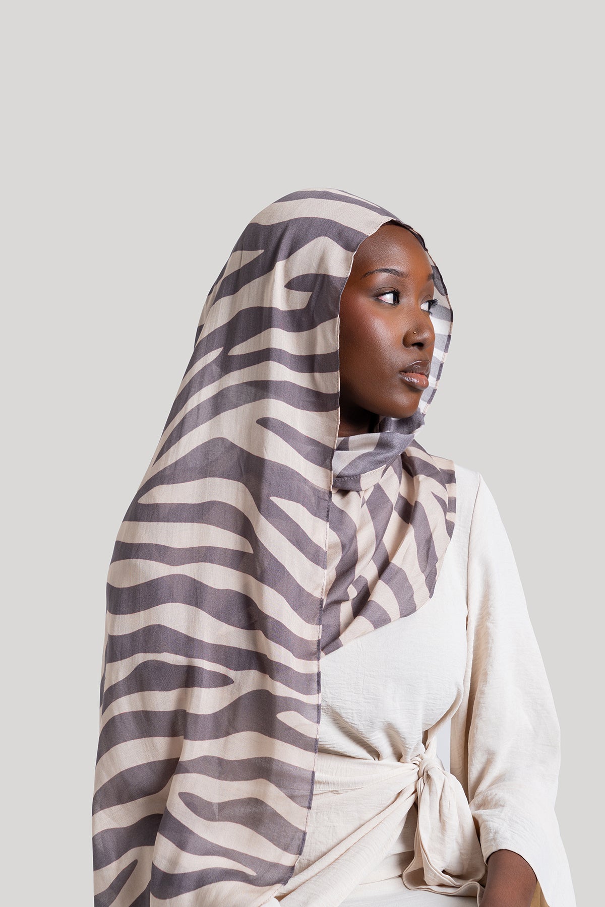 Brown Zebra Print Modal Hijab