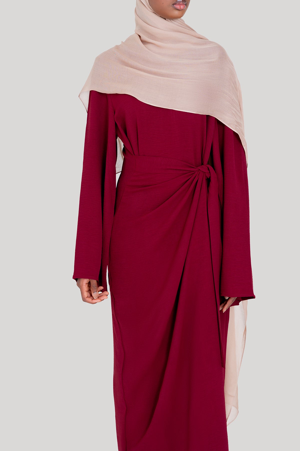 Wine Wrap Waist Dress