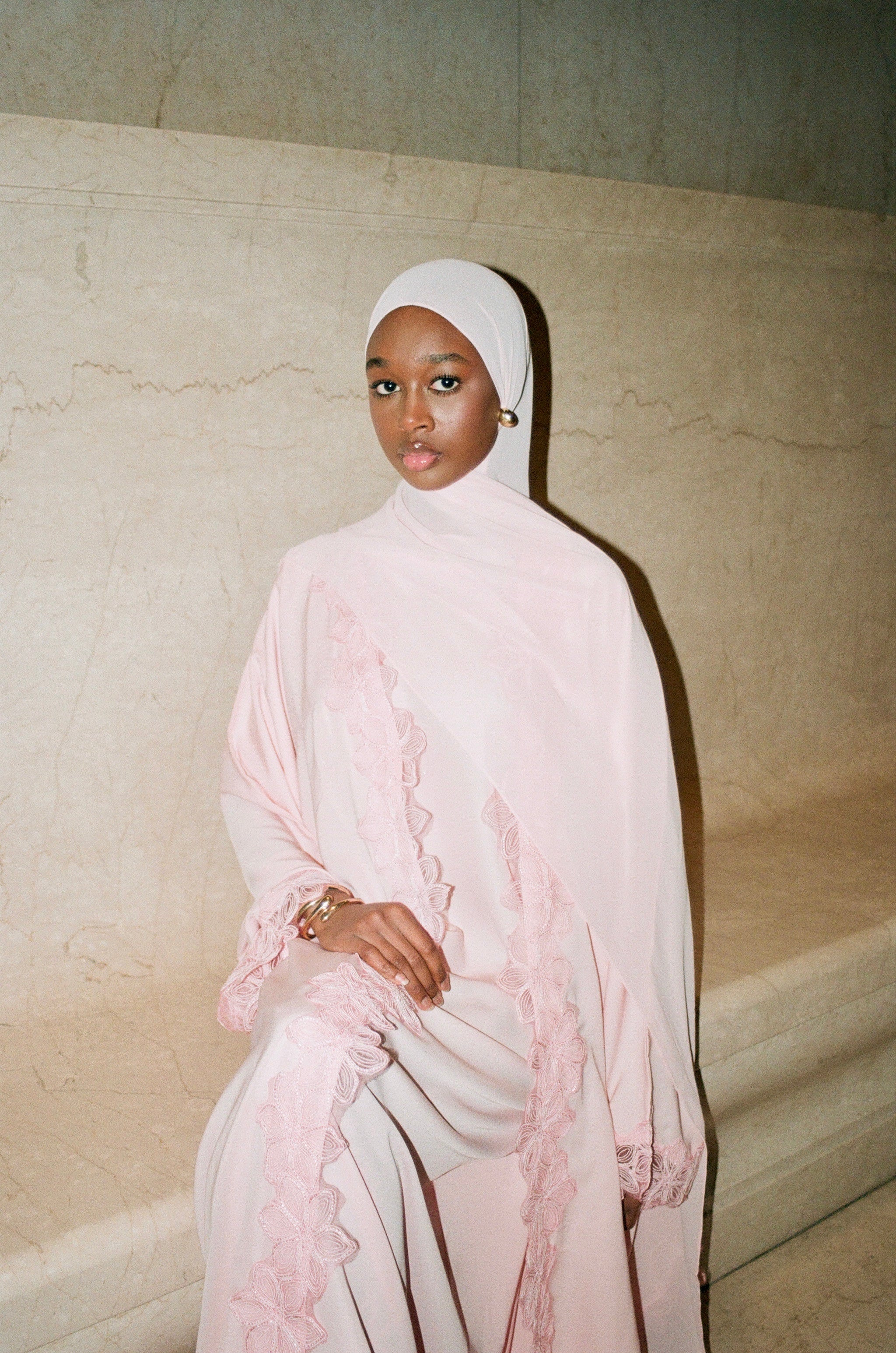 Lace Flower Abaya Set