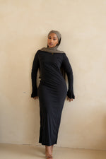 Load image into Gallery viewer, Black Maxi Trumpet Sleeve Dress
