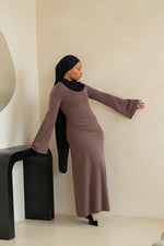 Load image into Gallery viewer, Wide Sleeve Maxi Knit Dress - Brown
